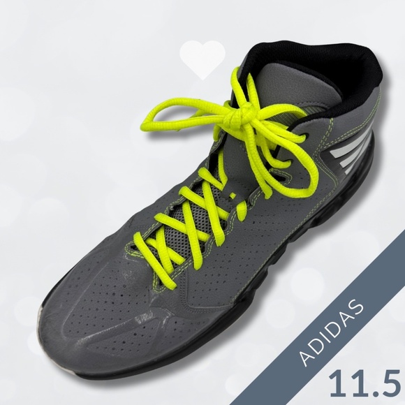 adidas Other - Adidas Basketball Sneakers Men's 11.5 Gray with Neon Volt Laces Mad Handle